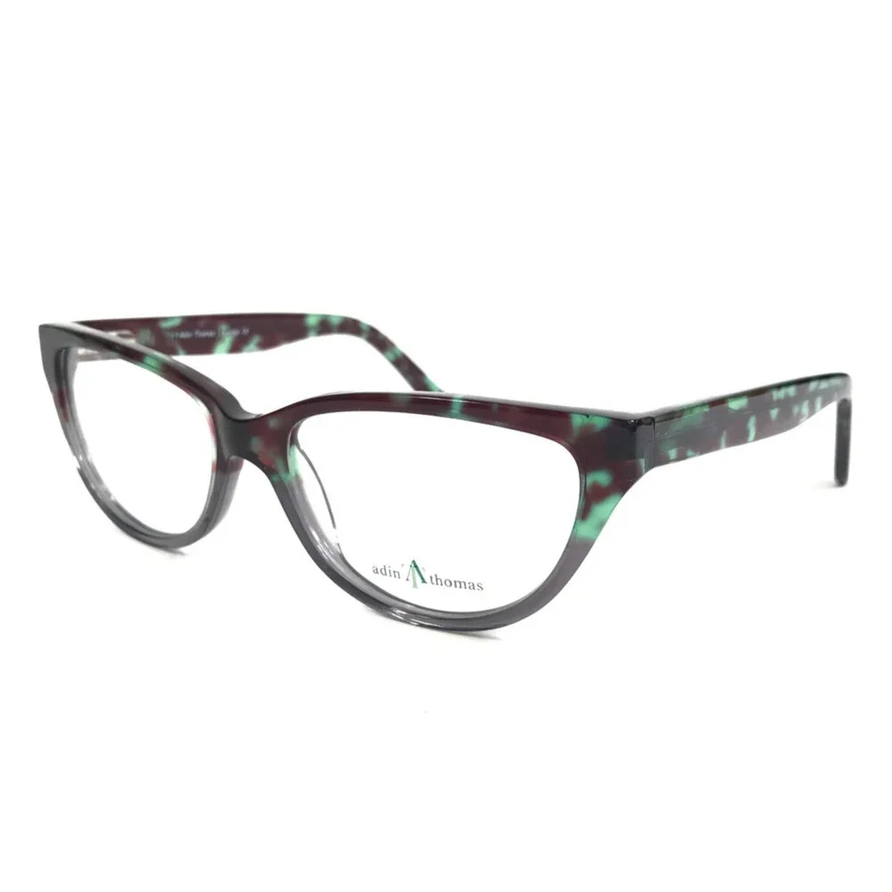 Adin Thomas Eyeglasses Frames AT-254 C2 Brown Green Tortoise Cat Eye 52-16-138